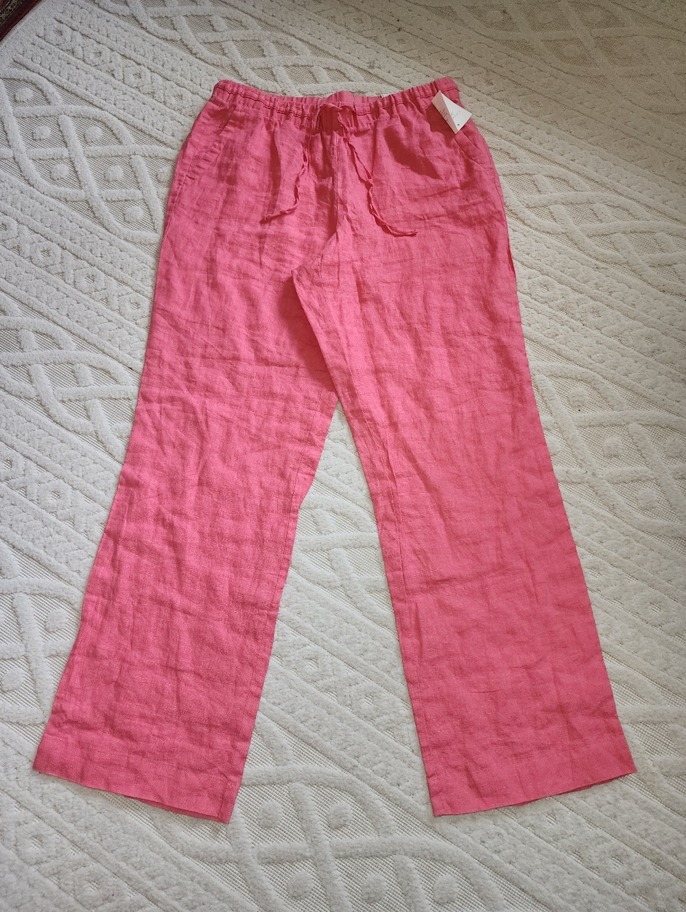 8 NWT Charter Club Coral Linen Pants with Drawstring